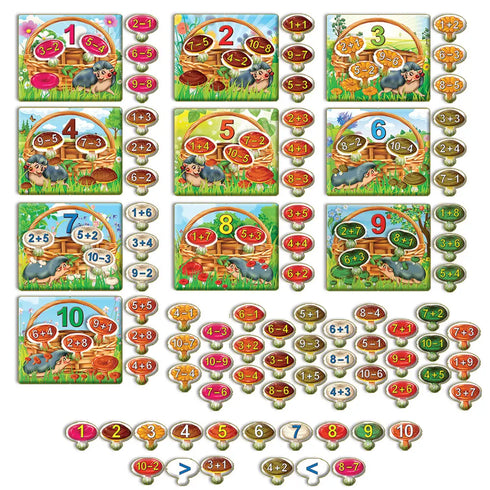 Game Learning to Count. Collect the Mushrooms